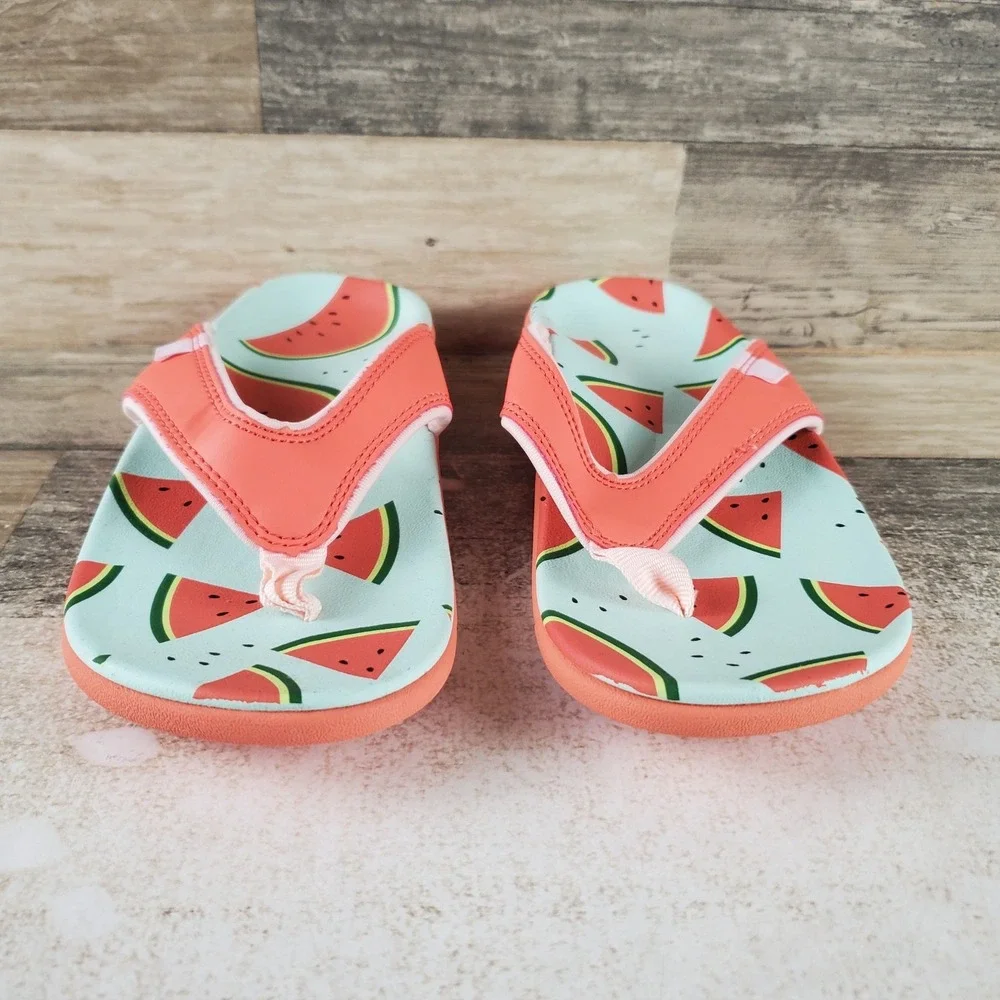 Spenco Yumi Fruitopia Womens Flip Flop Sandals Sz 5 B Vibrant Watermelon Slip On